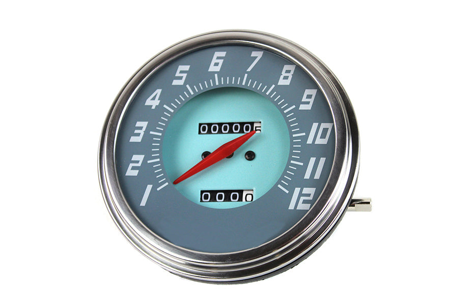 39-0891 - FLH 2:1 Ratio Replica Gray-Blue Face Speedometer by V-Twin