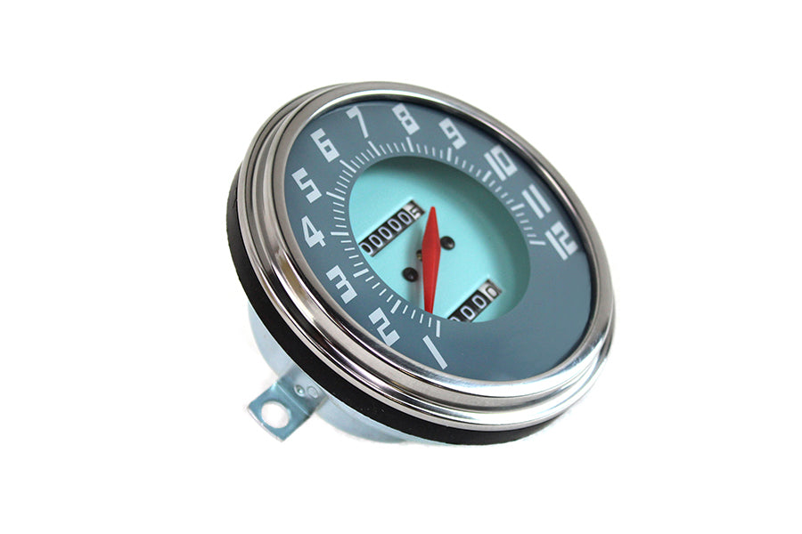 39-0891 - FLH 2:1 Ratio Replica Gray-Blue Face Speedometer by V-Twin