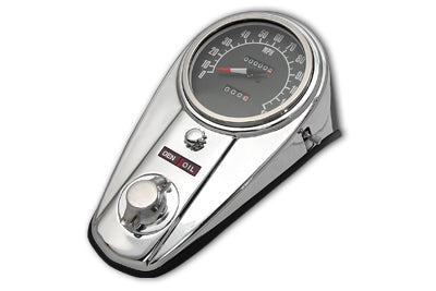 39-0907 - Chrome Two Light Dash Panel Kit with 2:1 Ratio Speedometer by V-Twin