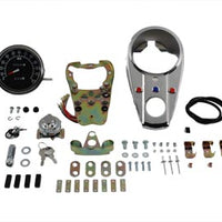 39-0910 - Chrome Three Light Dash Panel Kit with 2:1 Ratio Speedometer by V-Twin