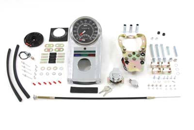 39-0920 - Chrome Dash Panel Kit with 2:1 Ratio Speedometer by V-Twin