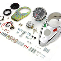 39-0921 - Chrome Cateye Dash Panel Kit with 2:1 Ratio Speedometer by V-Twin