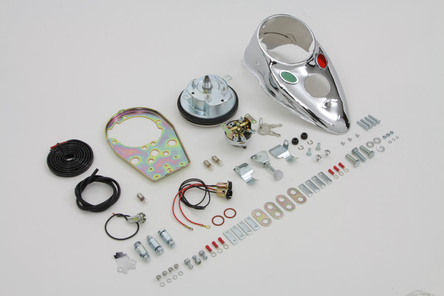 39-0921 - Chrome Cateye Dash Panel Kit with 2:1 Ratio Speedometer by V-Twin