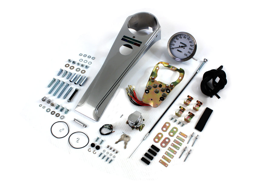 39-0973 - Long Rider Style Dash Kit with 2:1 Speedometer by V-Twin