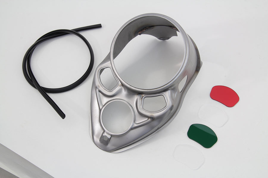 39-1779 - Raw Skull Dash Panel with Red Lens by V-Twin