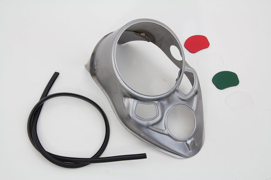 39-1779 - Raw Skull Dash Panel with Red Lens by V-Twin