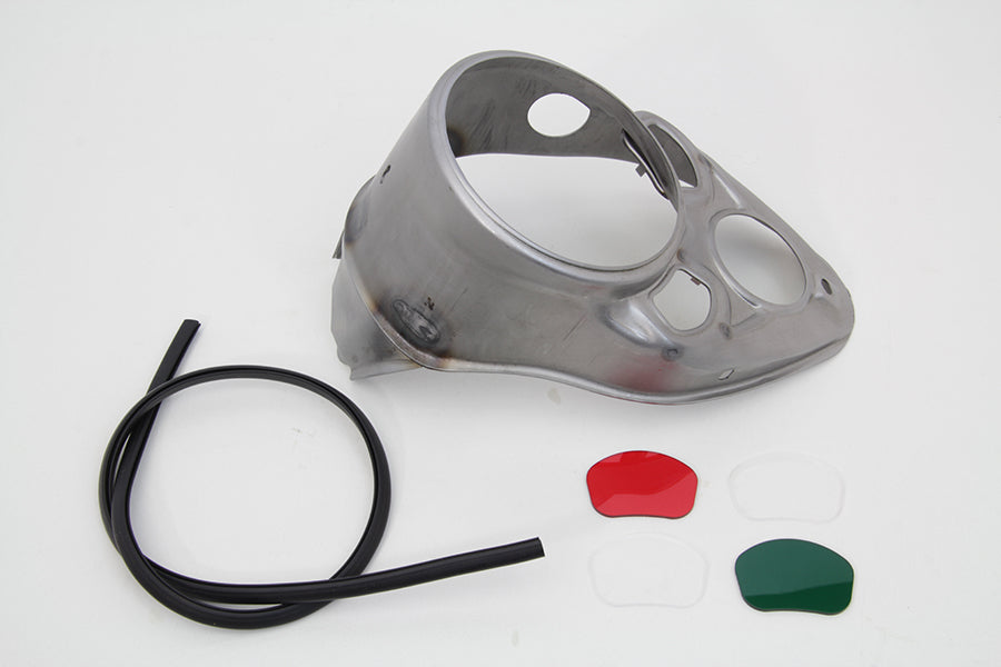 39-1779 - Raw Skull Dash Panel with Red Lens by V-Twin