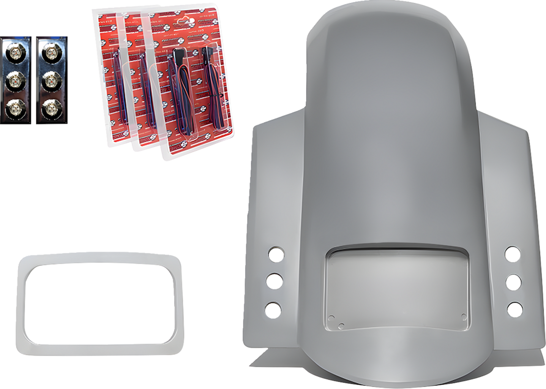 PAUL YAFFE BAGGER NATION Short Rear Fender - Sport - With Chrome Plate Frame - Thunder-pod Taillight RF-SSTH P-R-C