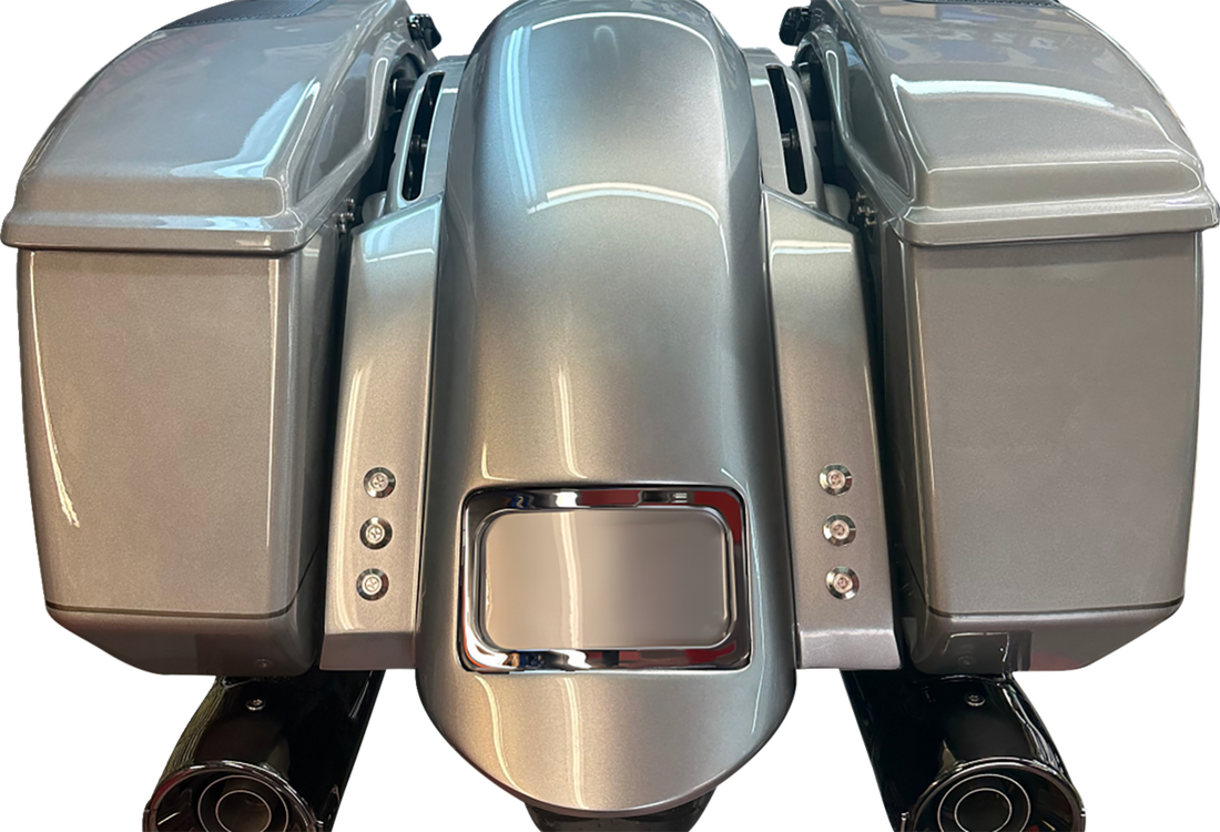 PAUL YAFFE BAGGER NATION Short Rear Fender - Sport - With Chrome Plate Frame - 3 Sets of Thunder Bolts RF-SS-3-THNDR-BLT-C