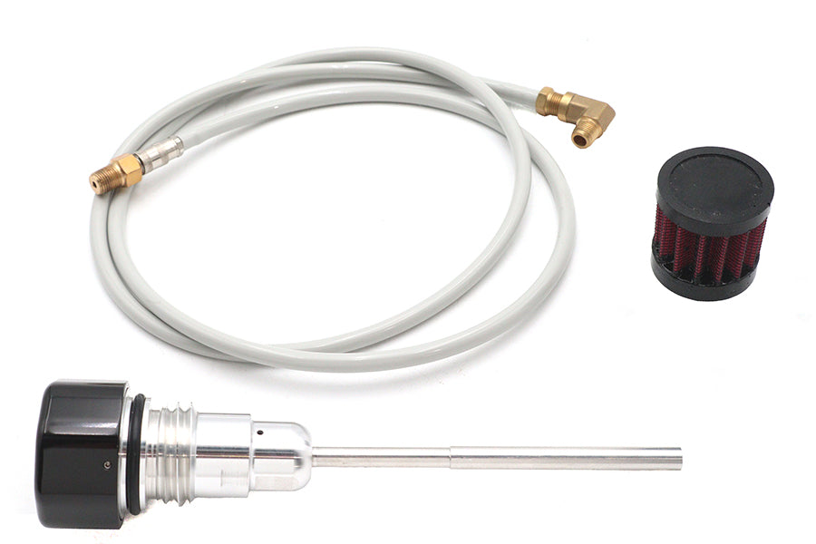40-0068 - Oil Tank Vented Dipstick Black by V-Twin