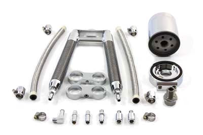 40-0348 - Dual Tube Vertical Style Oil Cooler Kit by V-Twin