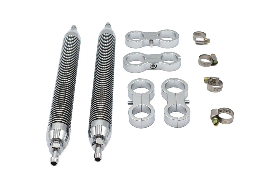 40-0349 - Oil Cooler Set Twin Style Billet Chrome by Wyatt Gatling