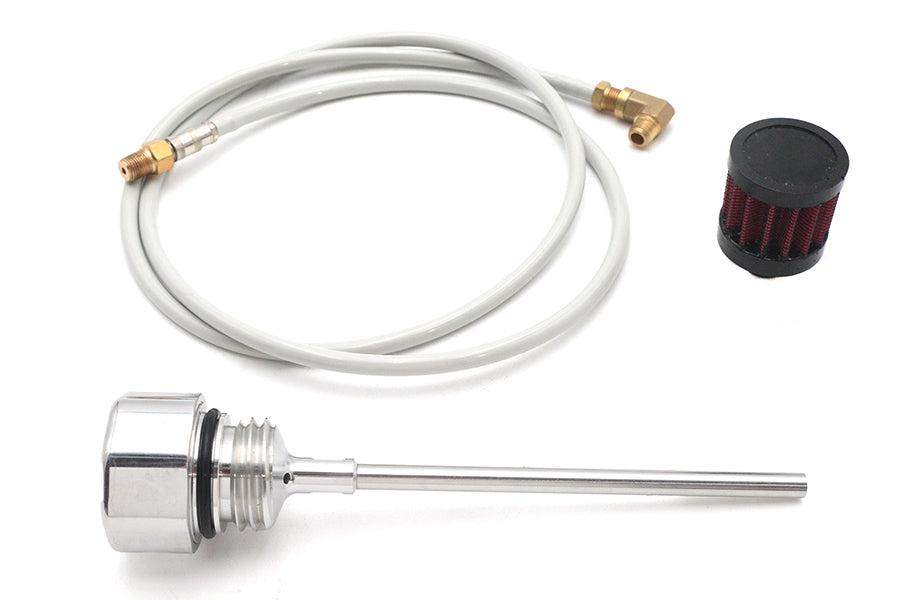 40-0644 - M8 Oil Tank Vented Dipstick Polished by V-Twin