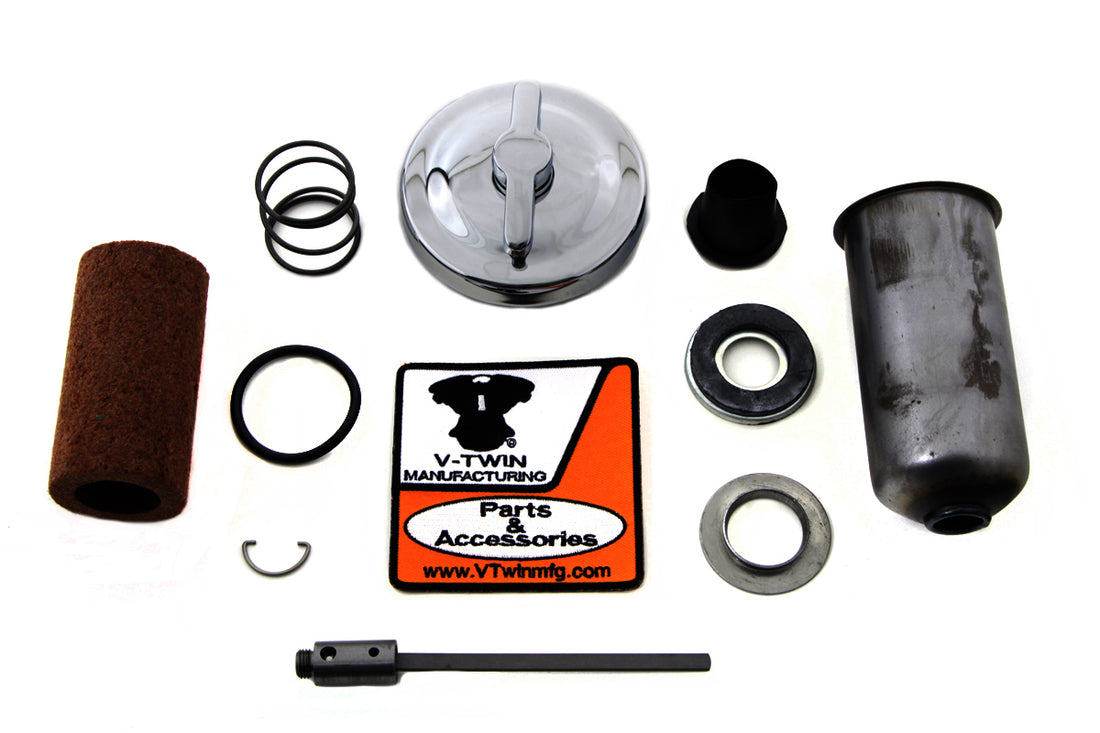 40-0845 - Chrome Oil Tank Cap Kit by V-Twin