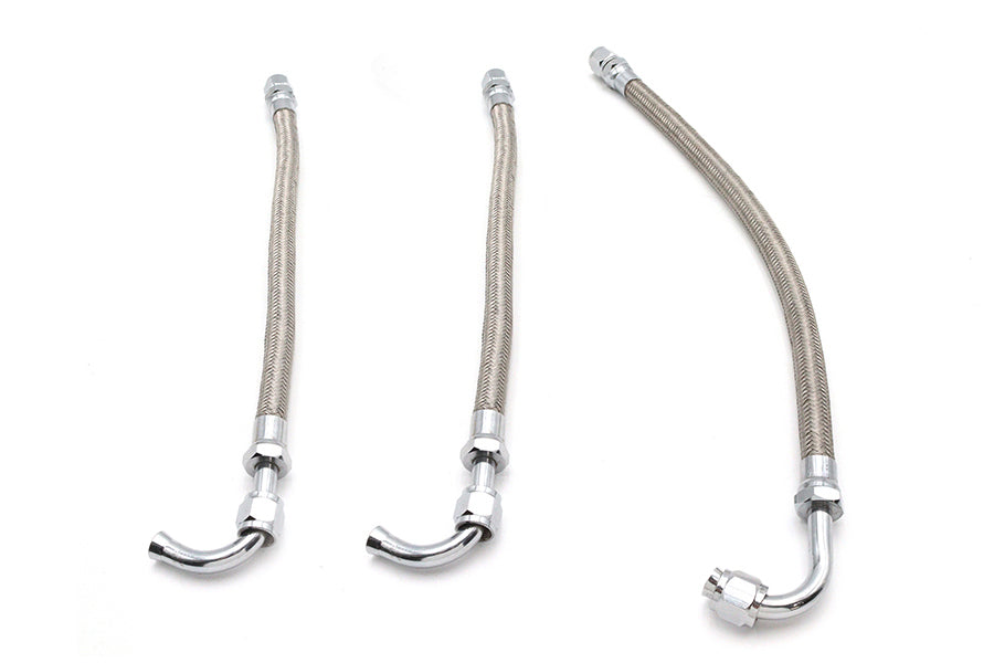 40-2531 - Big Twin Oil Line Set 3 Piece Stainless Steel by V-Twin