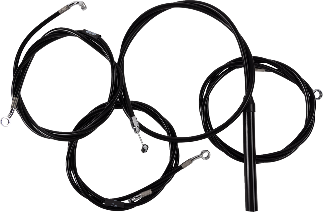 LA CHOPPERS Complete Black Vinyl Braided Handlebar Cable/Brake Line Kit - 12"-14" Handlebars - '23-'25 Touring LA-8059KT2-13B