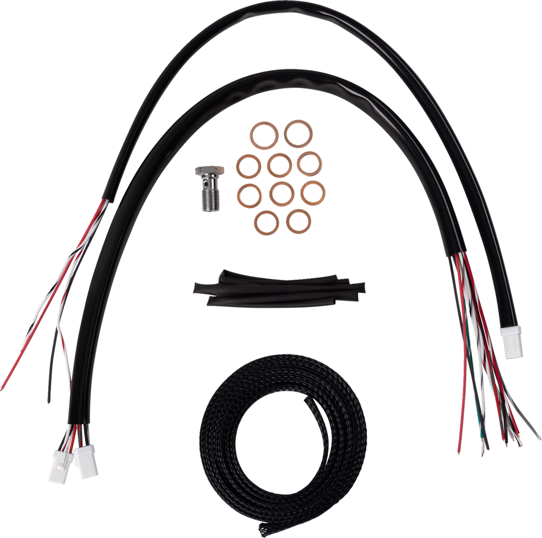 LA CHOPPERS Complete Black Vinyl Braided Handlebar Cable/Brake Line Kit - 12"-14" Handlebars - '23-'25 Touring LA-8059KT2-13B