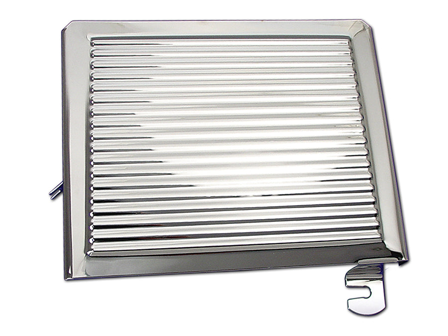 42-0010 - Chrome Ribbed Battery Side Cover by V-Twin