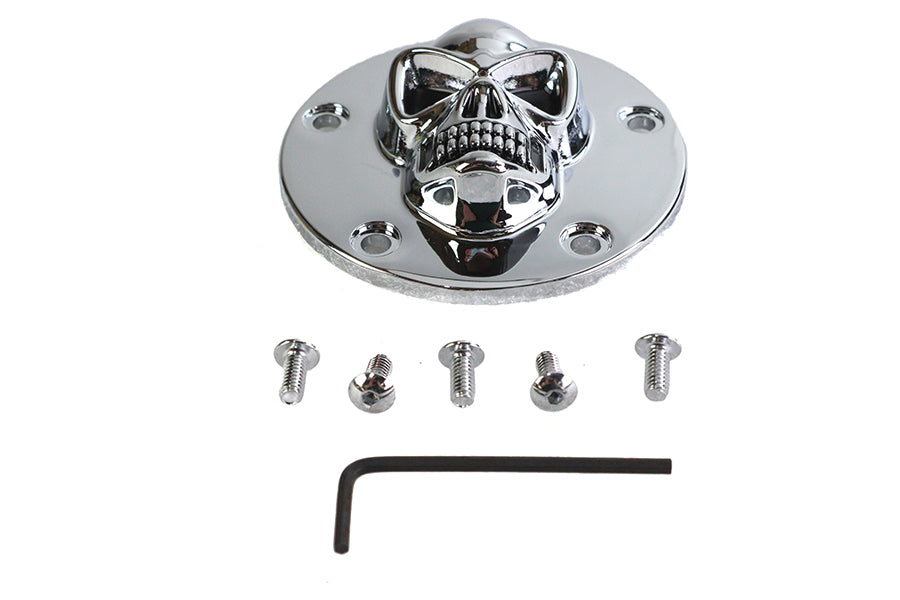 42-0075 - Skull Face Ignition System Cover 5-Hole Chrome by V-Twin