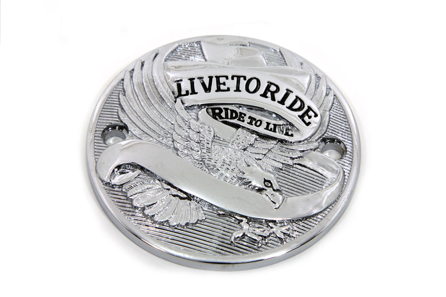 42-0106 - Chrome 2-hole Live to Ride Ignition System Cover by V-Twin