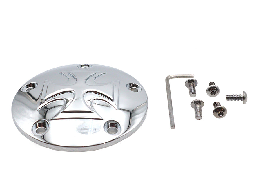 42-0178 - Red Baron Cross Ignition System Cover 5-Hole Chrome by V-Twin