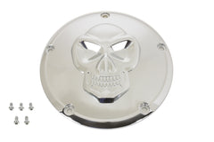 42-0222 - Raised Skull Derby Cover Chrome by V-Twin