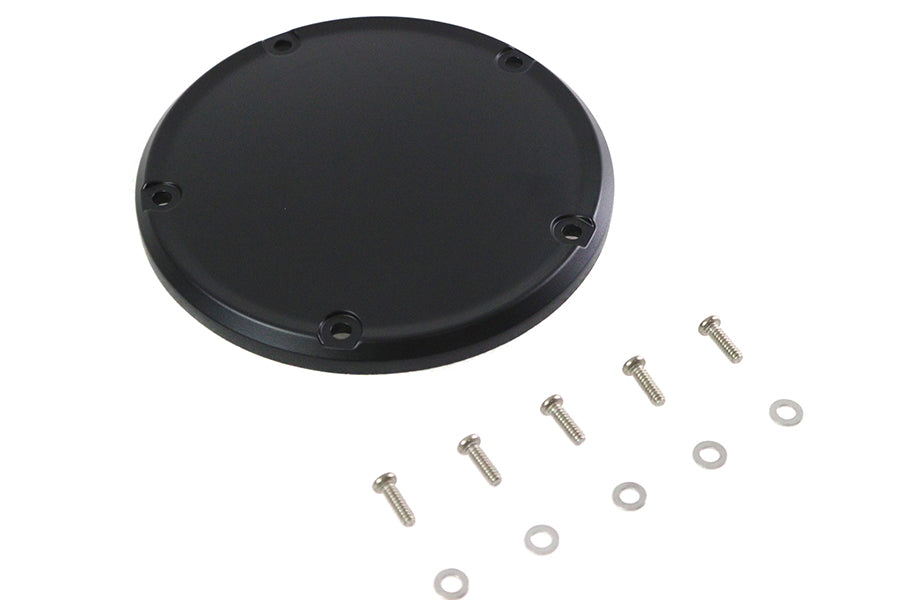 42-0231 - M8 Flat Black 5-Hole Smooth Derby Cover by V-Twin