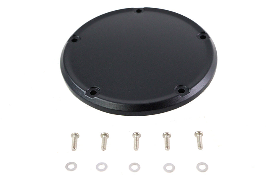 42-0232 - M8 Wrinkle Black 5-Hole Smooth Derby Cover by V-Twin