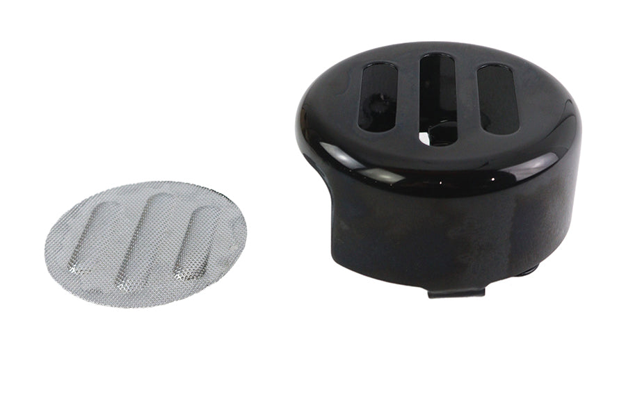 42-0247 - 3 Slot Round Horn Cover Black by V-Twin