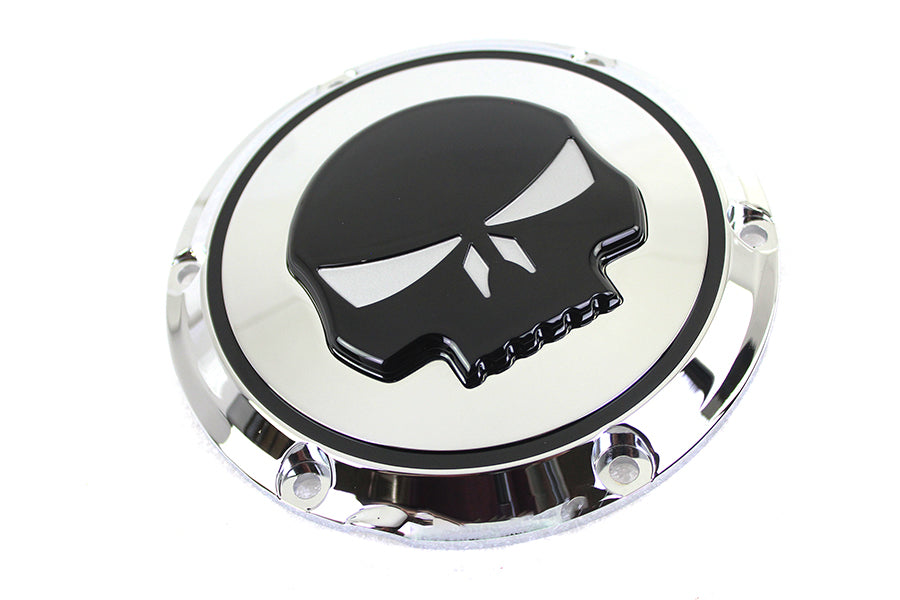 42-0265 - Chrome 6 Hole Skull Derby Cover by V-Twin