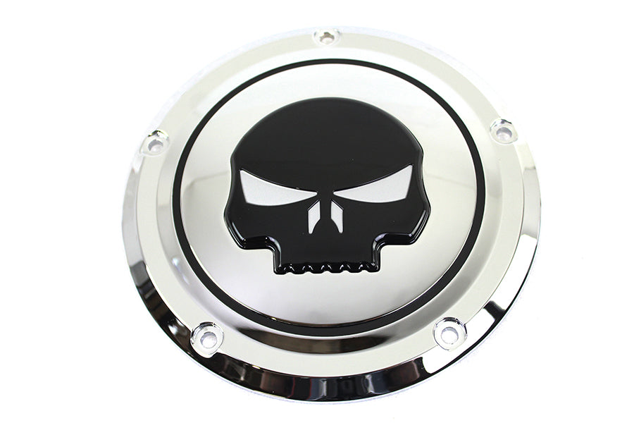 42-0269 - Chrome 5 Hole Skull Derby Cover by V-Twin