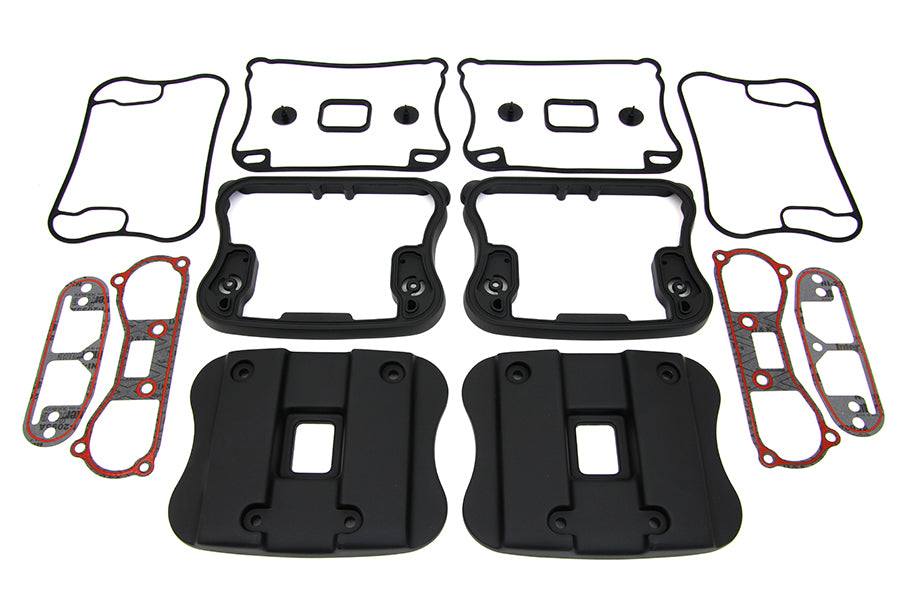 42-0363 - Top Rocker Box Cover and D-Ring Kit Black by V-Twin