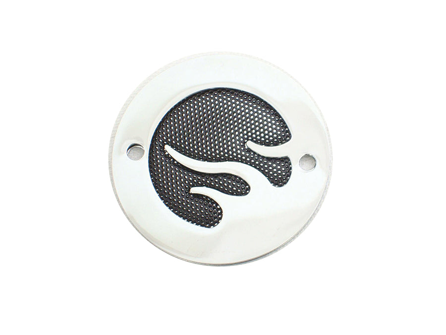 42-0465 - Black Mesh Flame Chrome Ignition System Cover by V-Twin