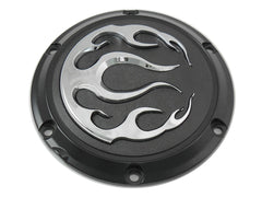 42-0469 - Black 6-Hole Flame Derby Cover by V-Twin