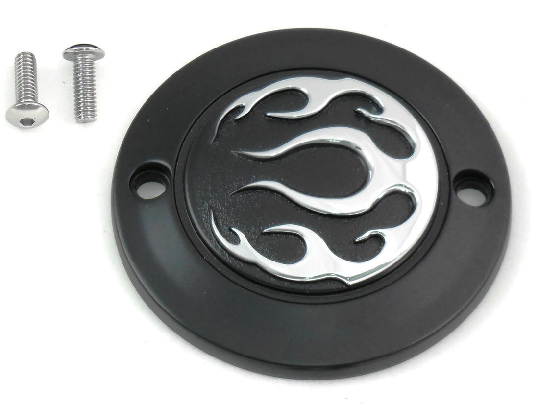 42-0475 - Black 2-Hole Flame Point Cover by V-Twin