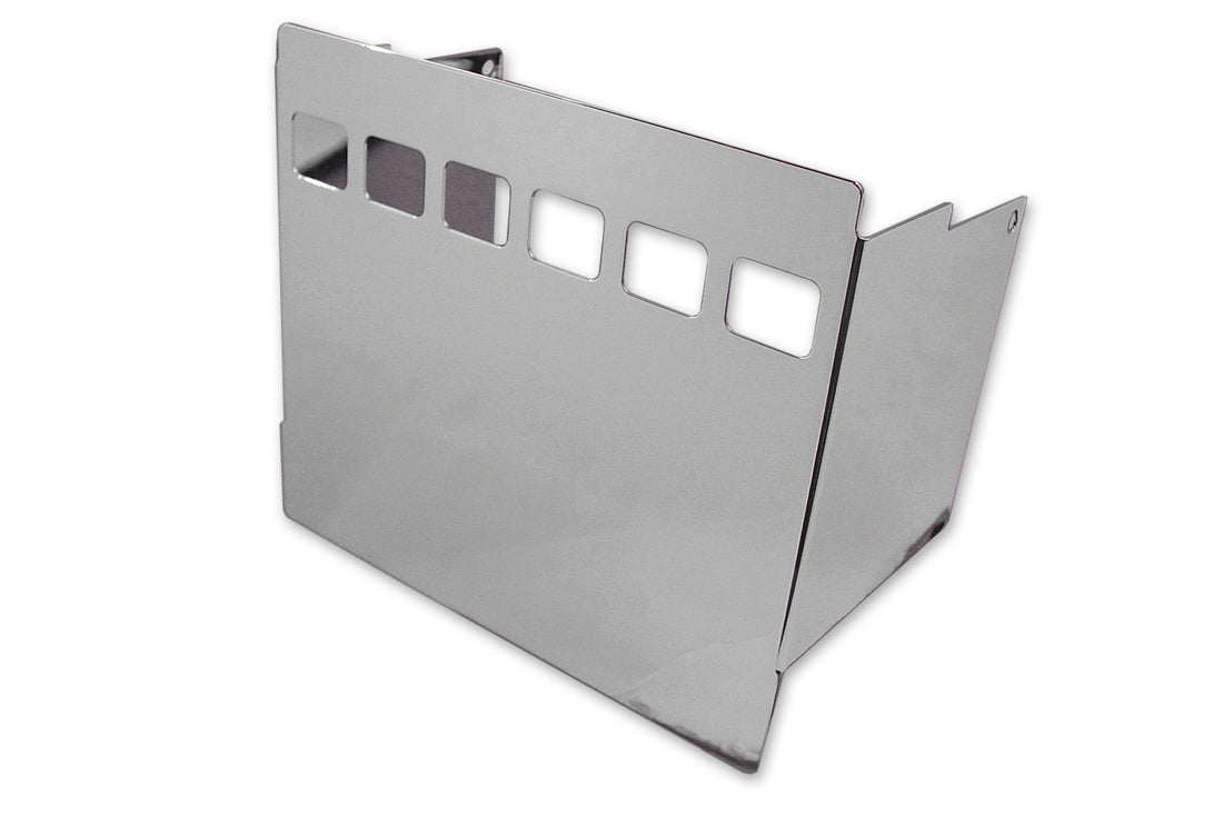 42-0502 - Chrome Battery Side Cover with Square View Holes by V-Twin