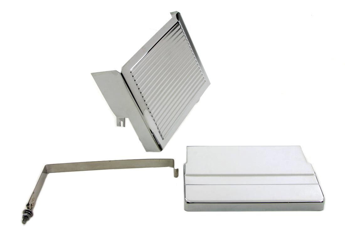 42-0544 - Chrome Ribbed Battery Cover Kit by V-Twin