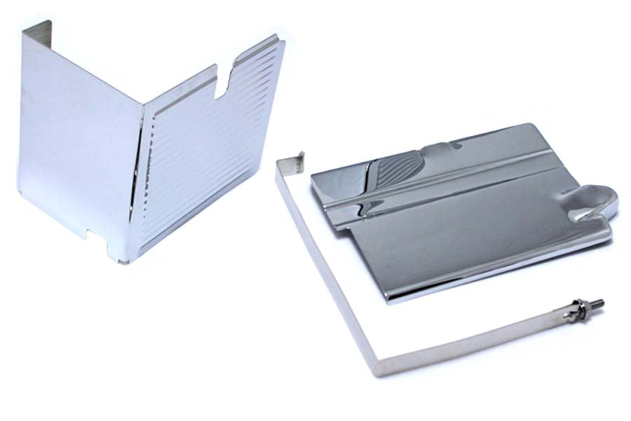 42-0557 - Battery Cover Kit Chrome Ribbed by V-Twin