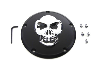 42-0559 - Black Derby Cover with Chrome Skull by V-Twin