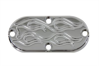 42-0749 - Oval Inspection Chrome Flame by V-Twin