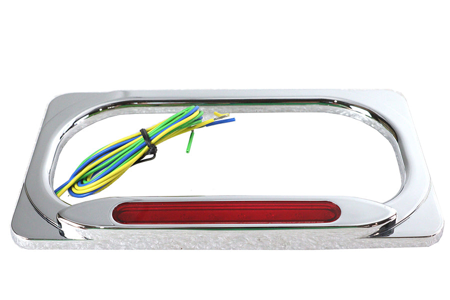 42-0966 - License Plate Frame Chrome Billet with LED Top Lamp by V-Twin