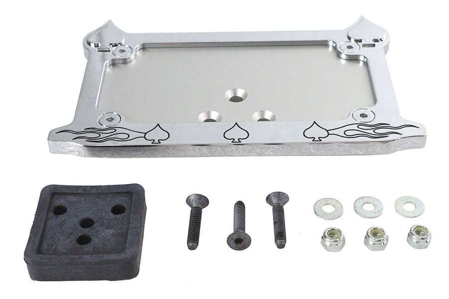 42-0986 - License Plate Frame Spade Style Chrome Billet by V-Twin