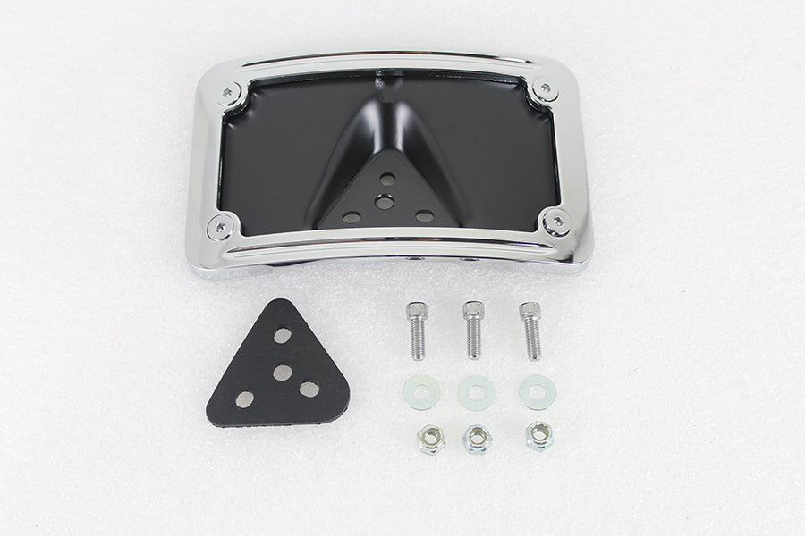 42-1009 - License Plate Bracket Curved Laydown Style Chrome Billet by V-Twin