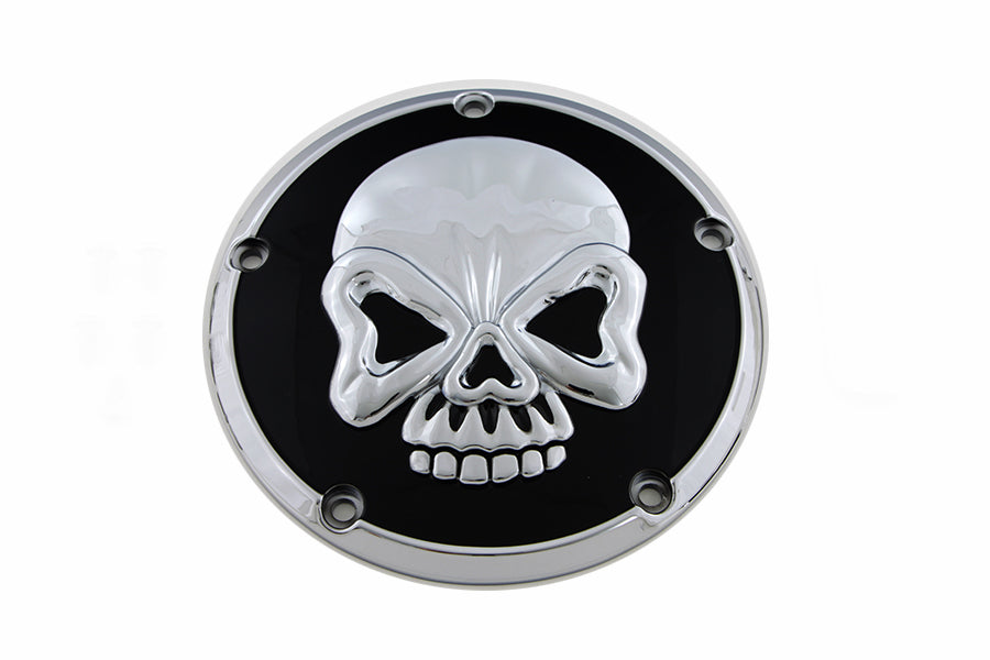 42-1081 - Skull Design 5 Hole Derby Cover Chrome by V-Twin