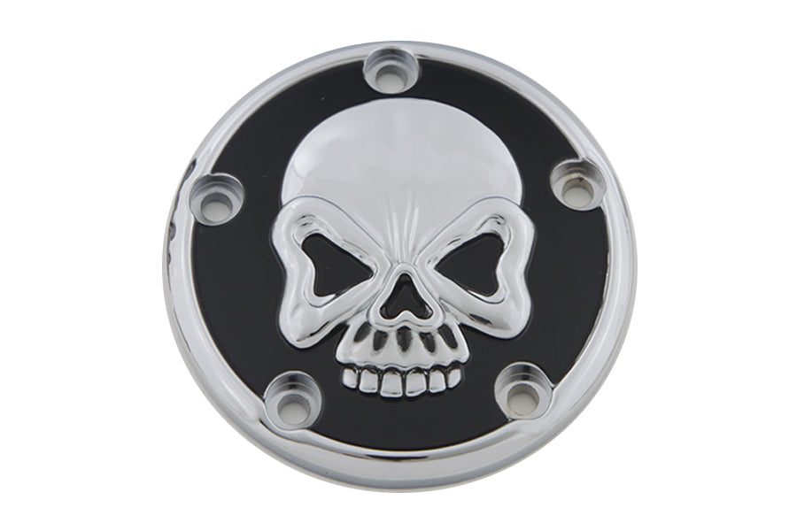 42-1082 - Skull Design 5 Hole Ignition System Cover Chrome by V-Twin