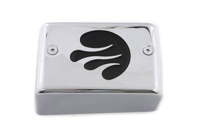 42-1109 - Chrome Ignition Module Cover with Black Flame by V-Twin