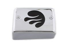 42-1109 - Chrome Ignition Module Cover with Black Flame by V-Twin