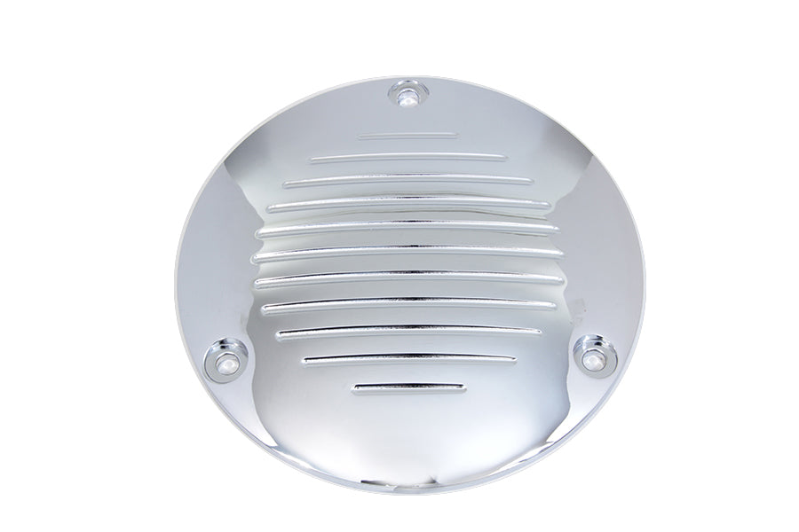 42-1142 - Chrome Grooved 3-Hole Derby Cover by V-Twin