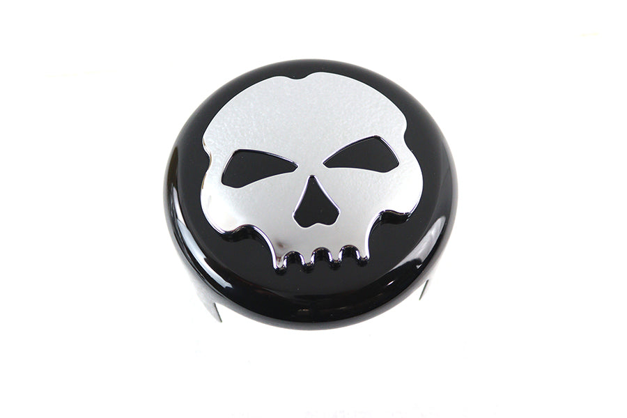 42-1193 - Skull Horn Cover Black by V-Twin