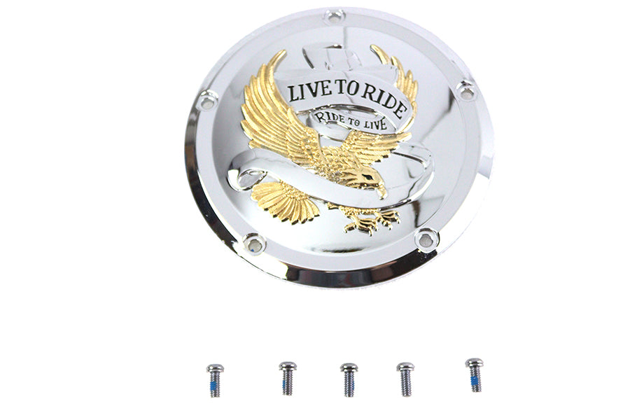42-1235 - 5-Hole Derby Cover Gold Inlay by V-Twin